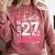 Senior 2027 Class Of 2027 Pink Coquette Bow Graduation Girl Comfort Colors Sweatshirt Crimson