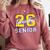 Senior Class 2026 Graduation Yellow Blue Letters Comfort Colors Sweatshirt Crimson