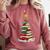 Book Christmas Tree Book Lover Teacher Librarian Comfort Colors Sweatshirt Orchid