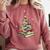 Book Christmas Tree Teacher Book Lover Crew Neck Modern Classic Christmas Small Short Sleeve -Adults -Kids Comfort Colors Sweatshirt Orchid