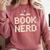 Book Nerd Retro Pixel Reading Librarian Aesthetic Comfort Colors Sweatshirt Orchid
