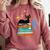 Cat And Books Retro Midcentury Mid Century Aesthetic Comfort Colors Sweatshirt Orchid