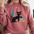 Cat Midcentury With Book And Coffee Atomic Age Mid Century Comfort Colors Sweatshirt Orchid