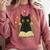 Cat Reading Book Flowers Comfort Colors Sweatshirt Orchid