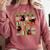 Christmas Cat Santa Bookshelves Book Lover Reader Comfort Colors Sweatshirt Orchid