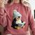 Cute Penguin Reading Book Faux-Crochet Print Comfort Colors Sweatshirt Orchid