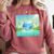 Frutiger Aero Y2k Aesthetic Palm Trees Cyber Beach World Comfort Colors Sweatshirt Orchid