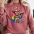 Rainbow Pride Bigfoot Reading Book With Heart Glasses Comfort Colors Sweatshirt Orchid