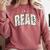 Retro Read Floral Reading Bookworm Librarian Book Lover Comfort Colors Sweatshirt Orchid