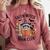 Salem WItch Book Club Halloween Raccoon Witch Reading Book Comfort Colors Sweatshirt Orchid
