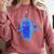 Yk2 Grunge Earthy Blue Cat With Stars Tomboy 90s Nostalgia Comfort Colors Sweatshirt Orchid