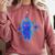 Yk2 Grunge Earthy Blue Cat With Stars Tomboy 90s Nostalgia Premium Tri-Blend Comfort Colors Sweatshirt Orchid