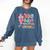 100th Day Of School Teacher Women Floral Books Comfort Colors Sweatshirt Blue Jean