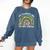 100th Day Of School Teachers Students Women Floral Books Comfort Colors Sweatshirt Blue Jean