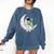 Astronaut Reading Book To Alien Moon Space Book Lover Men Comfort Colors Sweatshirt Blue Jean