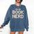 Book Nerd Retro Pixel Reading Librarian Aesthetic Comfort Colors Sweatshirt Blue Jean