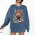 Bookworm Cute Baby Highland Cow Reading Book Comfort Colors Sweatshirt Blue Jean