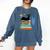 Cat And Books Retro Midcentury Mid Century Aesthetic Comfort Colors Sweatshirt Blue Jean