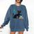 Cat Midcentury With Book And Coffee Atomic Age Mid Century Comfort Colors Sweatshirt Blue Jean