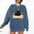 Cat On Open Book Mushrooms Ferns Dark Academia Comfort Colors Sweatshirt Blue Jean