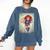 The Crimson Crescent 90s Retro Comic Book Superheroine Art Comfort Colors Sweatshirt Blue Jean