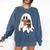 Cute Ghost Cat Reading Book Spooky Season Halloween Costume Comfort Colors Sweatshirt Blue Jean