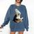 Cute Penguin Reading Book Faux-Crochet Print Comfort Colors Sweatshirt Blue Jean