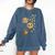 Cute Reading Cat With Kitten Dandelion Flowers Book Lover Comfort Colors Sweatshirt Blue Jean