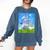 Frutiger Aero Aesthetic Tech Cherry Blossom Fishes Bubbles Raglan Baseball Tee Comfort Colors Sweatshirt Blue Jean