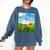 Frutiger Aero Aesthetic Tech Scenery Fishes Sunflower Comfort Colors Sweatshirt Blue Jean