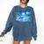 Frutiger Aero Dolphin Sunset Ocean With Palm Trees Y2k Premium Comfort Colors Sweatshirt Blue Jean