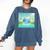 Frutiger Aero Y2k Aesthetic Palm Trees Cyber Beach World Comfort Colors Sweatshirt Blue Jean