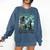 Godzilla Ocean Scene Comic Book Illustration Movie Monster Comfort Colors Sweatshirt Blue Jean