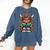 Highland Cow Book Floral Bookworm Comfort Colors Sweatshirt Blue Jean
