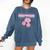 Nostalgia 80s 90s Retro Style Graphics Rose Pink Flower Comfort Colors Sweatshirt Blue Jean