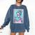 The Reader Retro Reading Skeleton Books Flowers Tarot Card Comfort Colors Sweatshirt Blue Jean