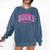 Retro Pink Coquette Bow Valentine Book Lover Varsity Comfort Colors Sweatshirt Blue Jean