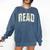 Retro Read Floral Reading Bookworm Librarian Book Lover Comfort Colors Sweatshirt Blue Jean