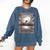 Totally Weird Tees Cat Library Book Reading Literary Comfort Colors Sweatshirt Blue Jean