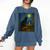 Van Gogh Starry Night Art Cat And Book Lovers Comfort Colors Sweatshirt Blue Jean