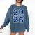 Senior 2026 Graduation Varsity Navy Blue On The Back Comfort Colors Sweatshirt Denim