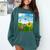 Frutiger Aero Aesthetic Tech Scenery Fishes Sunflower Comfort Colors Sweatshirt Chalky Mint