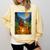 Bigfoot And Alien Reading Books Campfire Halloween Comfort Colors Sweatshirt Blue Spruce