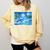 Frutiger Aero Dolphin Sunset Ocean With Palm Trees Y2k Comfort Colors Sweatshirt Blue Spruce