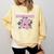 Nostalgia 80s 90s Retro Style Graphics Rose Pink Flower Comfort Colors Sweatshirt Blue Spruce