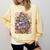 Retro Floral Red & Booked Library Reading 4th Of July Comfort Colors Sweatshirt Blue Spruce