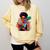 Woman Reading Book Lover Geometric Girl Afro History Comfort Colors Sweatshirt Blue Spruce
