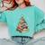 Book Christmas Tree Teacher Book Lover Crew Neck Modern Classic Christmas Small Short Sleeve -Adults -Kids Comfort Colors Sweatshirt Butter