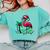 Nostalgia Holiday Tees -Adult Christmas Flamingo Small Short Sleeve Crew Neck Cotton Polyester Lightweight Ribbed Cuff Winter Comfort Colors Sweatshirt Butter