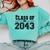 Class Of 2043 Grow With Me Graduation First Day Of School Comfort Colors Sweatshirt Chalky Mint